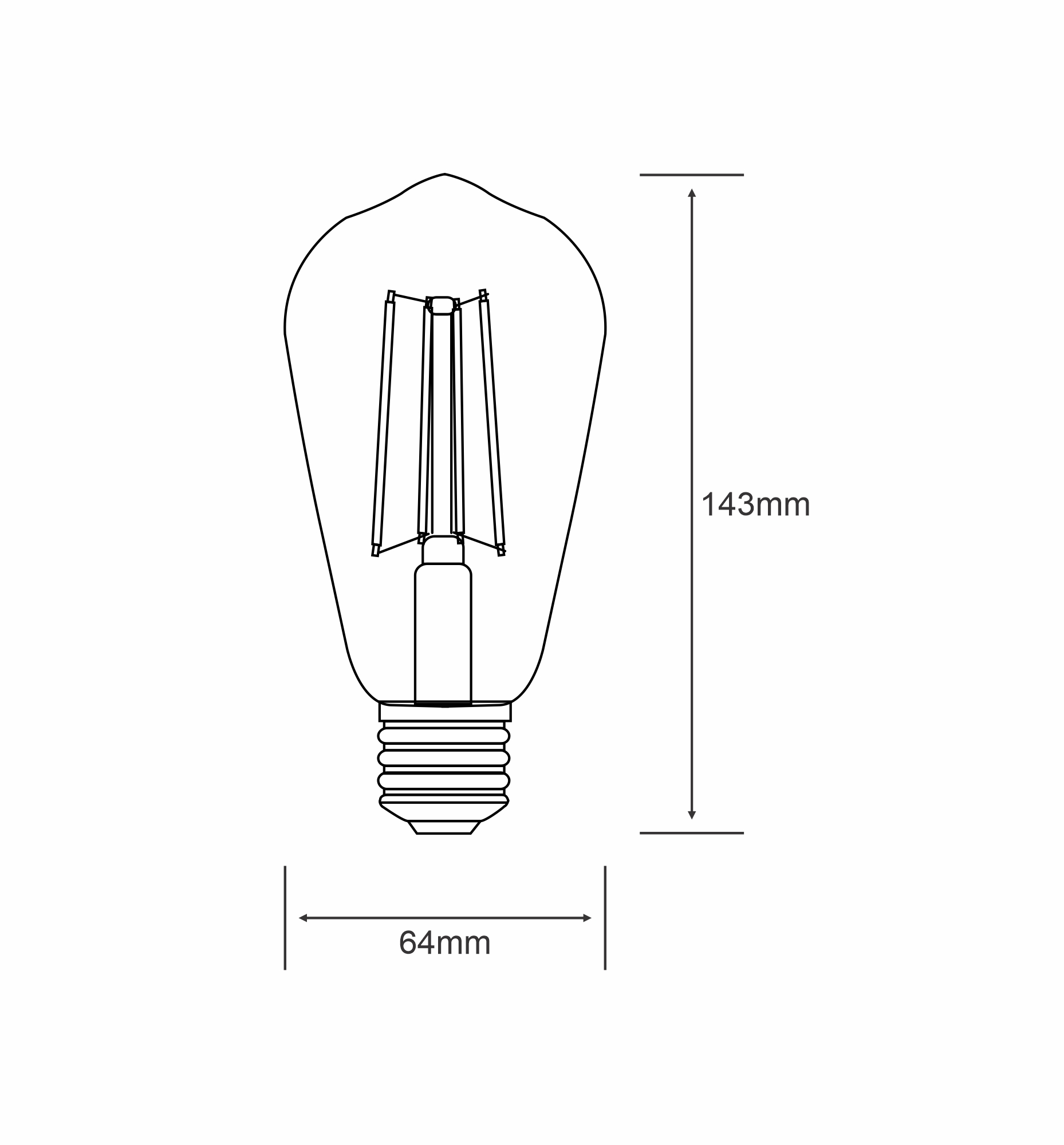 1904011  Value Classic LED ST64 24V DC LOW VOLTAGE 4W Warm White 2700K, 470lm, Clear Finish